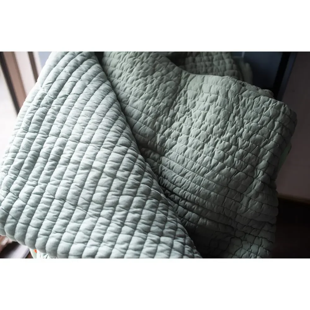 Anthropologie Cotton Jersey Channel Stitch Quilt Size King